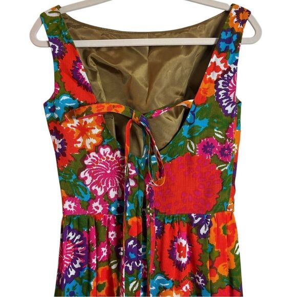 Vintage 60's Sandra Post Bold Psychedelic Floral Print Pillar Dress Small RARE - Picture 4 of 13